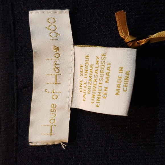 House of Harlow 1960 NWT One Size Navy Blue with Trim Pullover Poncho - Picture 3 of 7